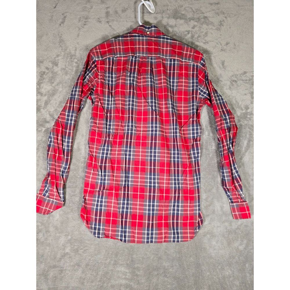 J.Crew Shirt Mens XS 13-13.5 Red 2 Ply Cotton Plaid Long Sleeve Button Down - Picture 6 of 7
